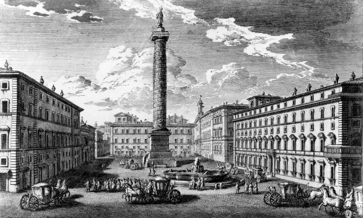 View of Piazza Colonna, Rome, 1752 by Giuseppe Vasi