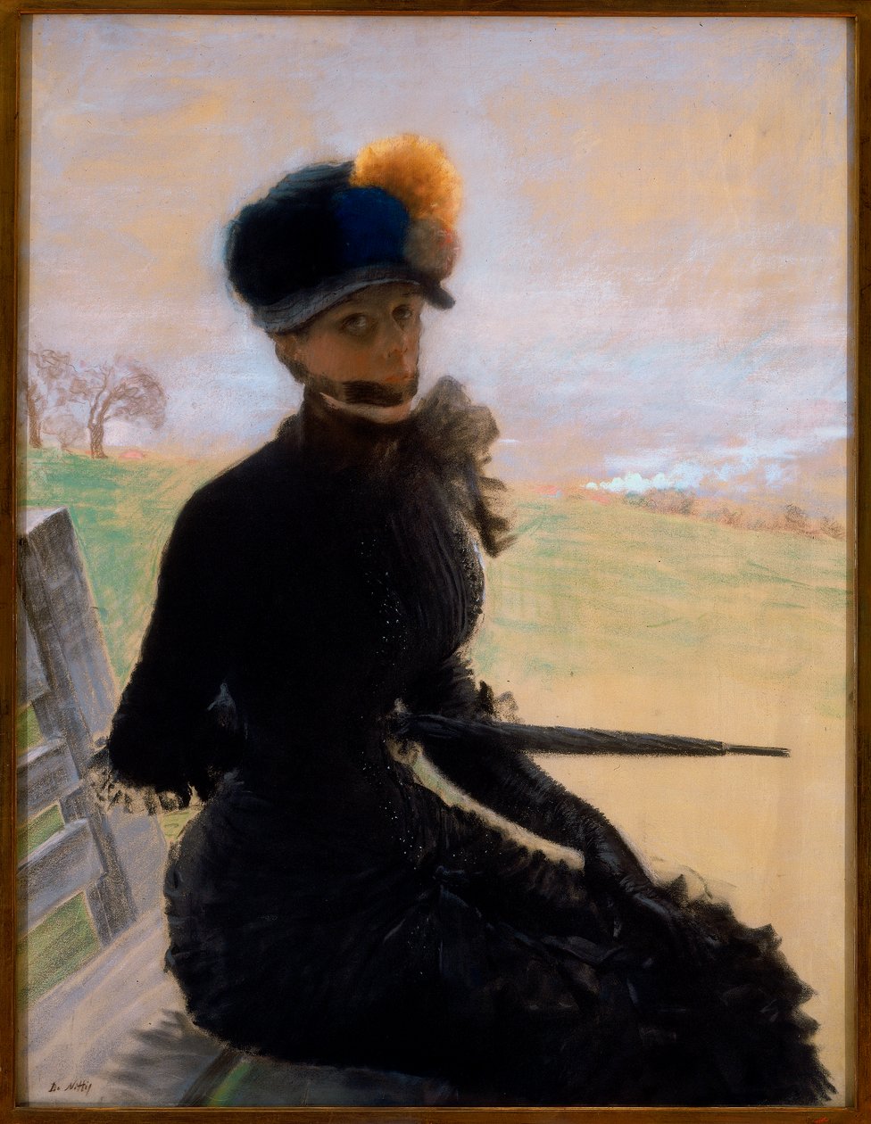 Portrait of a Woman Seated on a Bench by Giuseppe de Nittis