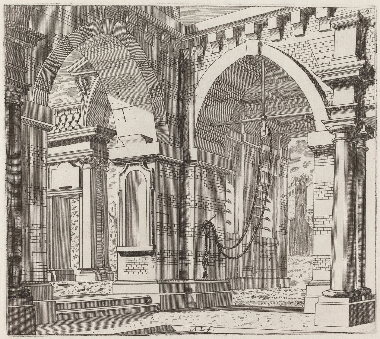 Architectural Fantasy with Arched Gateways by Giuseppe Antonio Landi