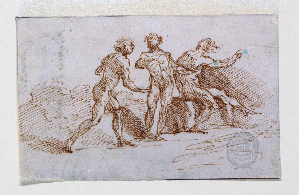Three Nude Men by Giuseppe Bernardino Bison