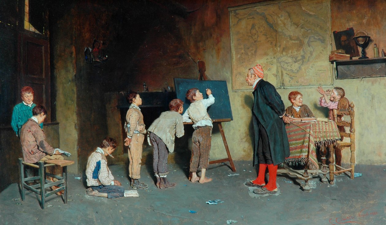 An Italian Village School by Giuseppe Costantini