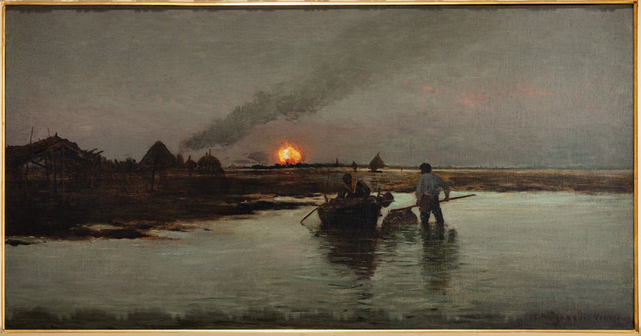 Fishing at Sunset by Giuseppe Miti Zanetti
