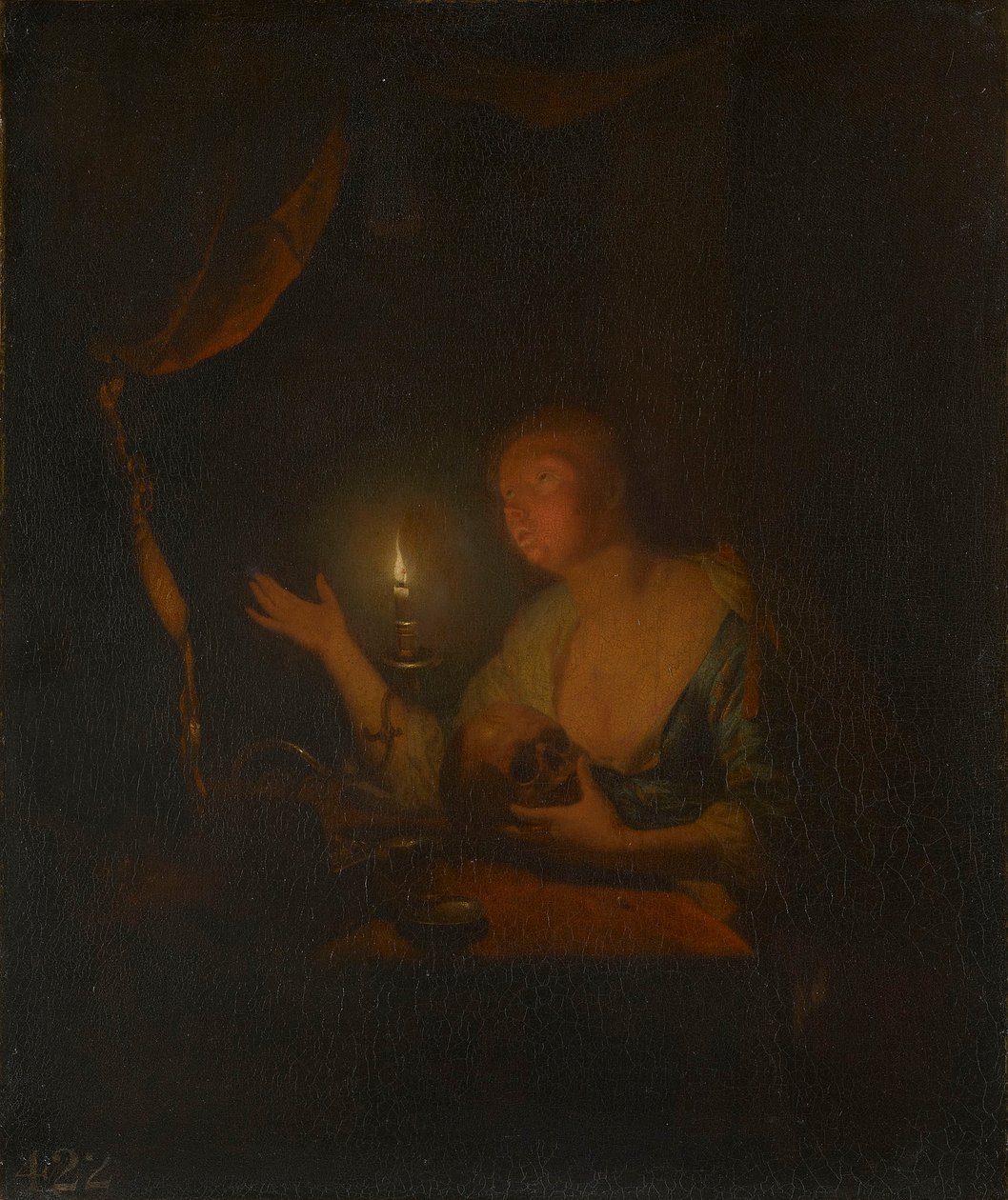 The Penitent Magdalen by Candlelight by Godfried Schalcken