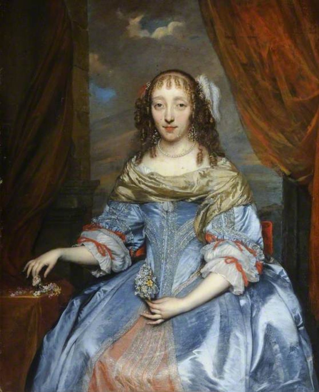 Lady in a Blue Satin Dress by Gonzales Coques