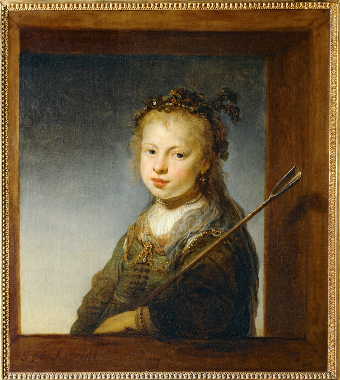 Little girl as shepherdess by Govaert Flinck