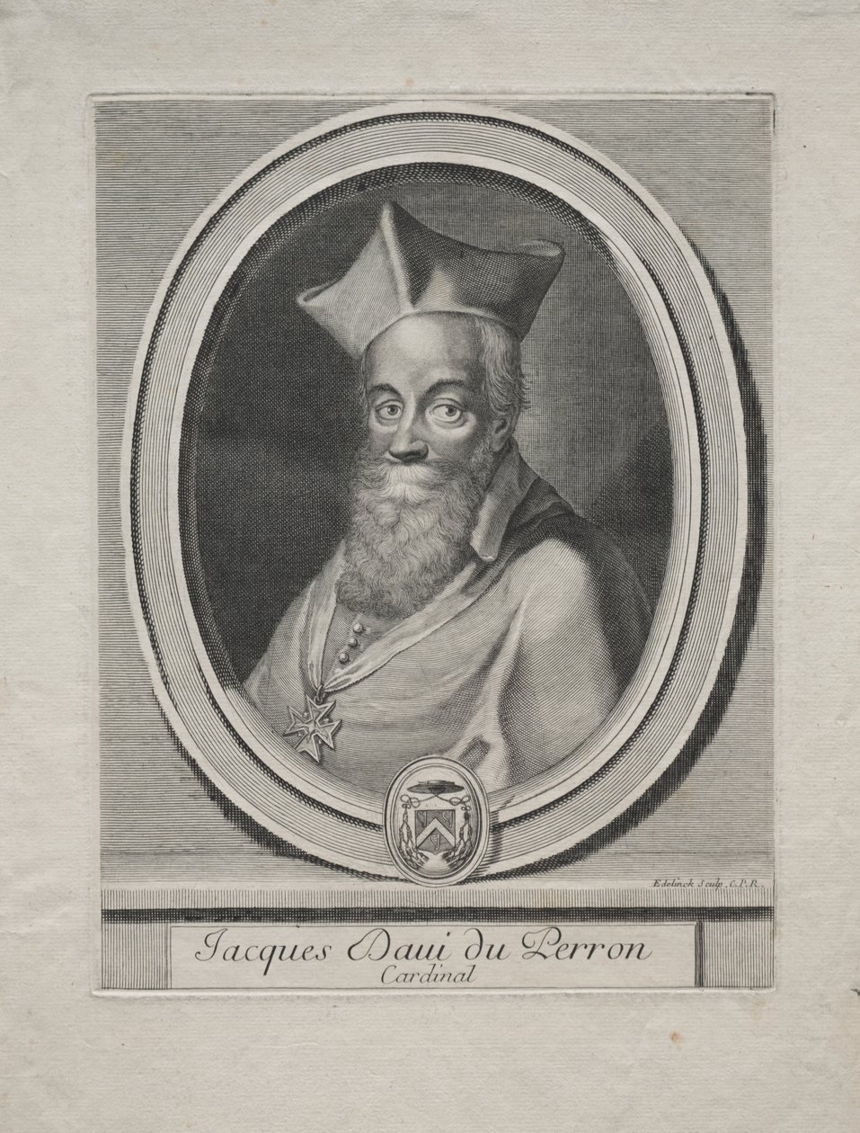 Cardinal Jaques Davey Duperron by Gérard Edelinck