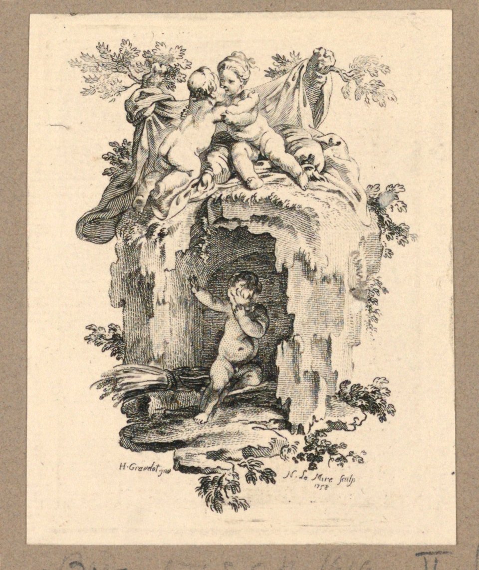 Cherubs Around a Cave by Gravelot