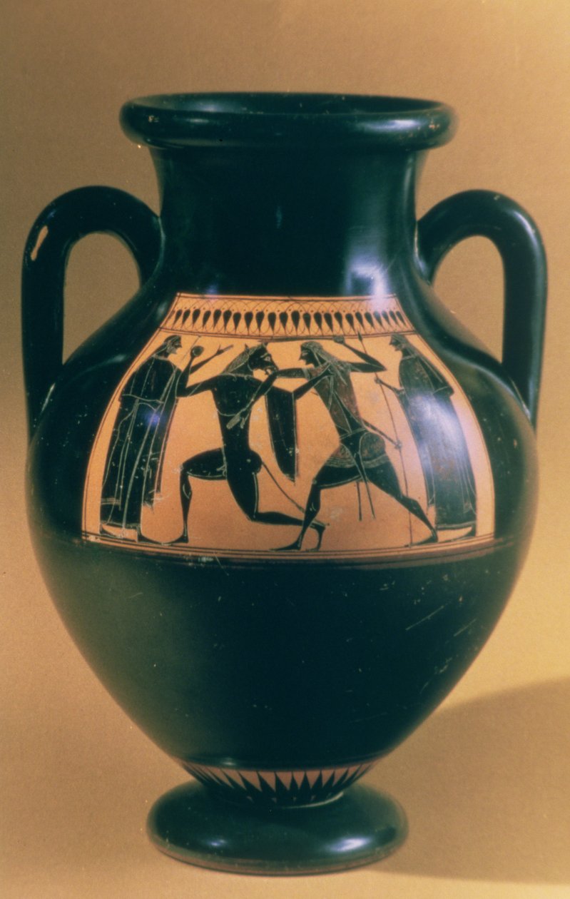 Attic Black Figure Amphora Depicting Theseus and the Minotaur, c.540-30 BC by Greek