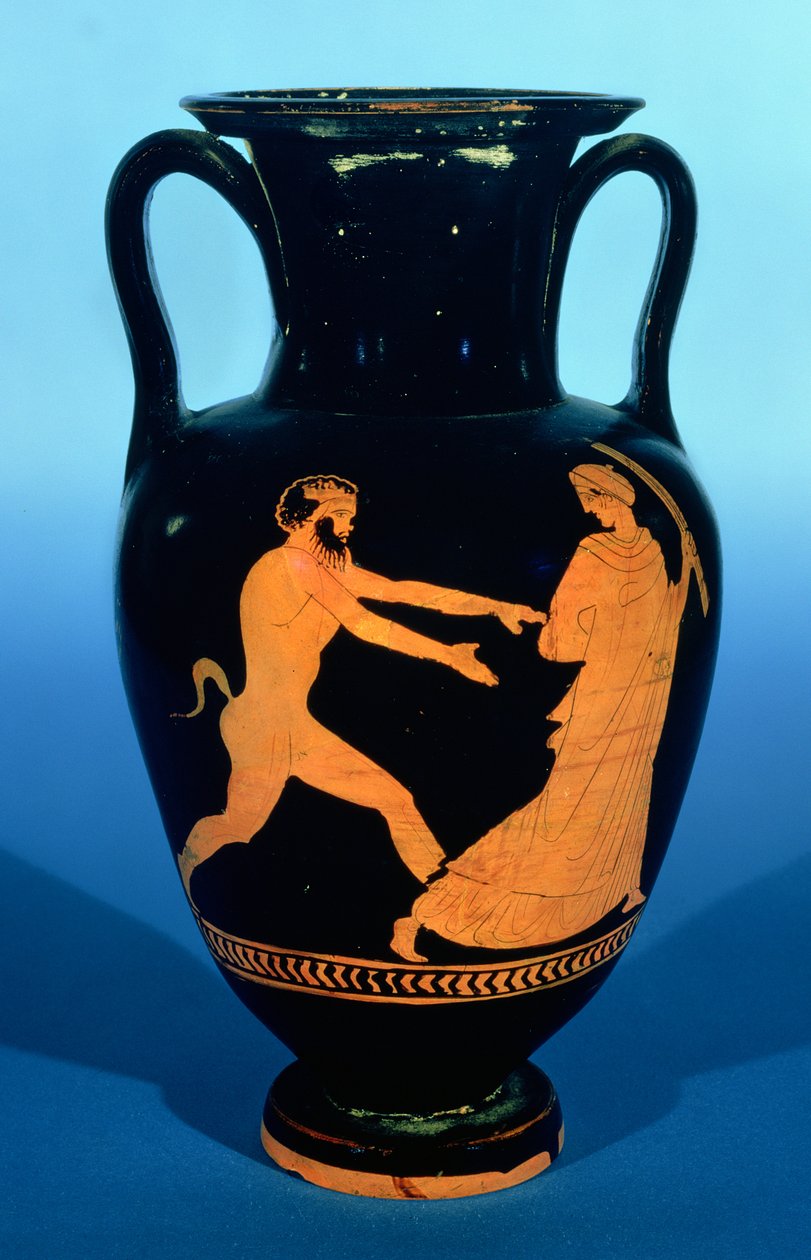 Attic Red-Figure Nolan Amphora, Decorated with a Lady Being Chased by a Satyr, c.450-440 BC by Greek
