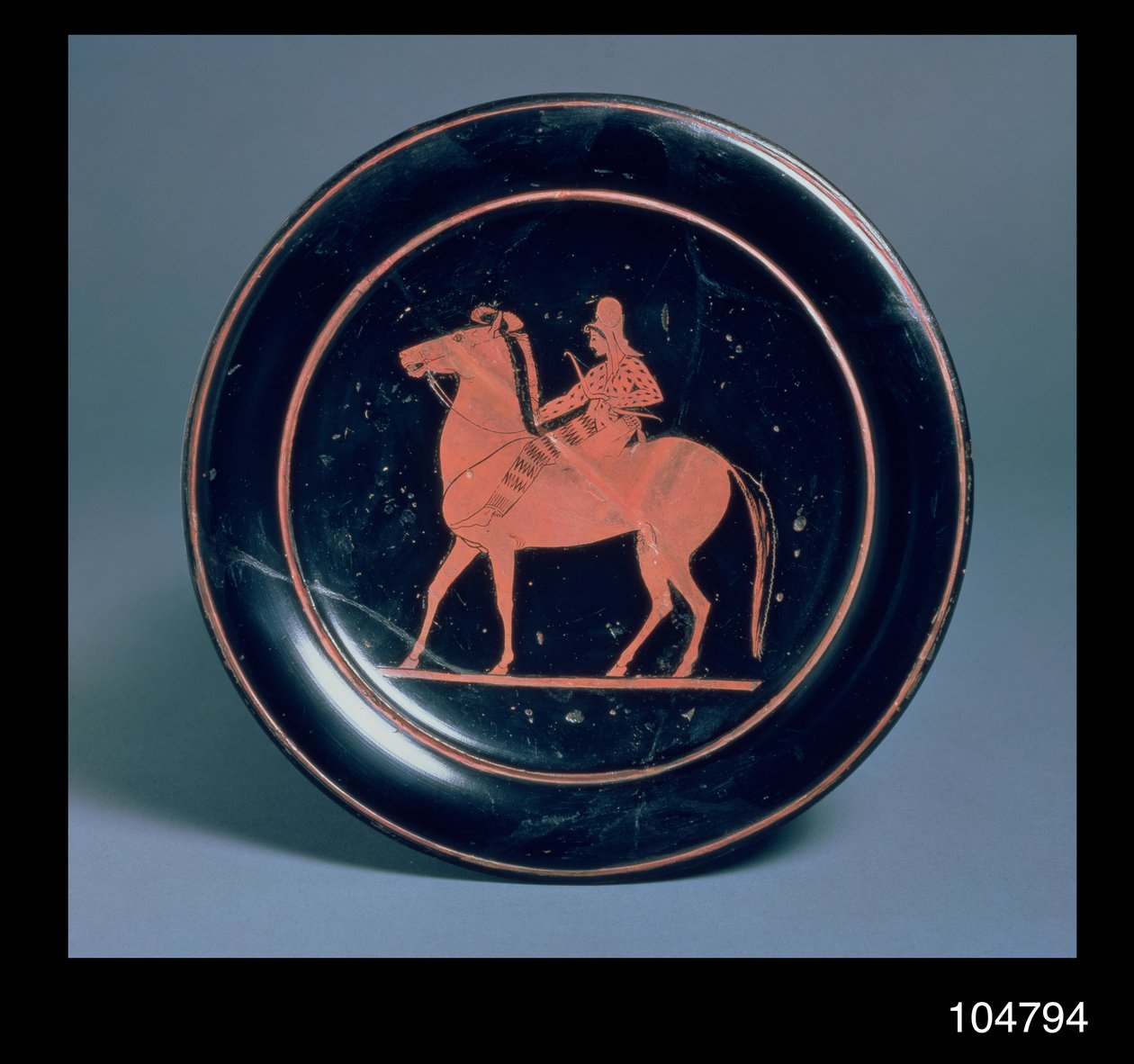 Attic Red-Figure Plate Decorated with an Archer on Horseback by Greek
