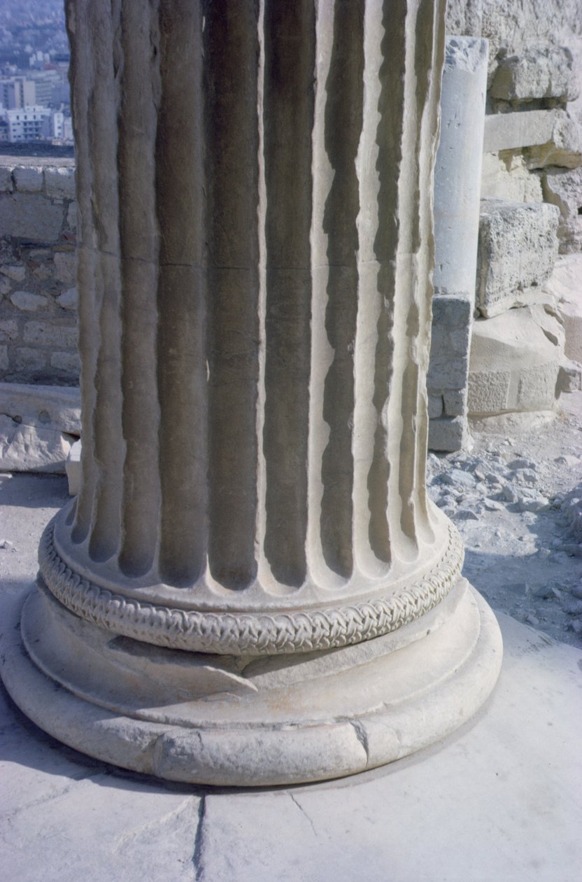 Base of a column in the north porch by Greek