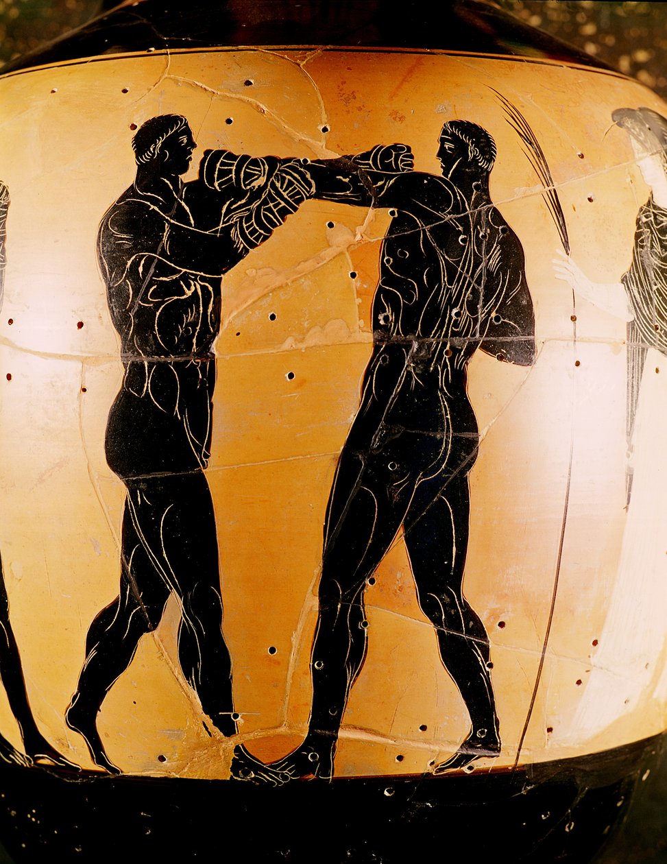 Black-Figure Panathenaic Amphora Depicting a Boxing Contest, c.336 BC by Greek