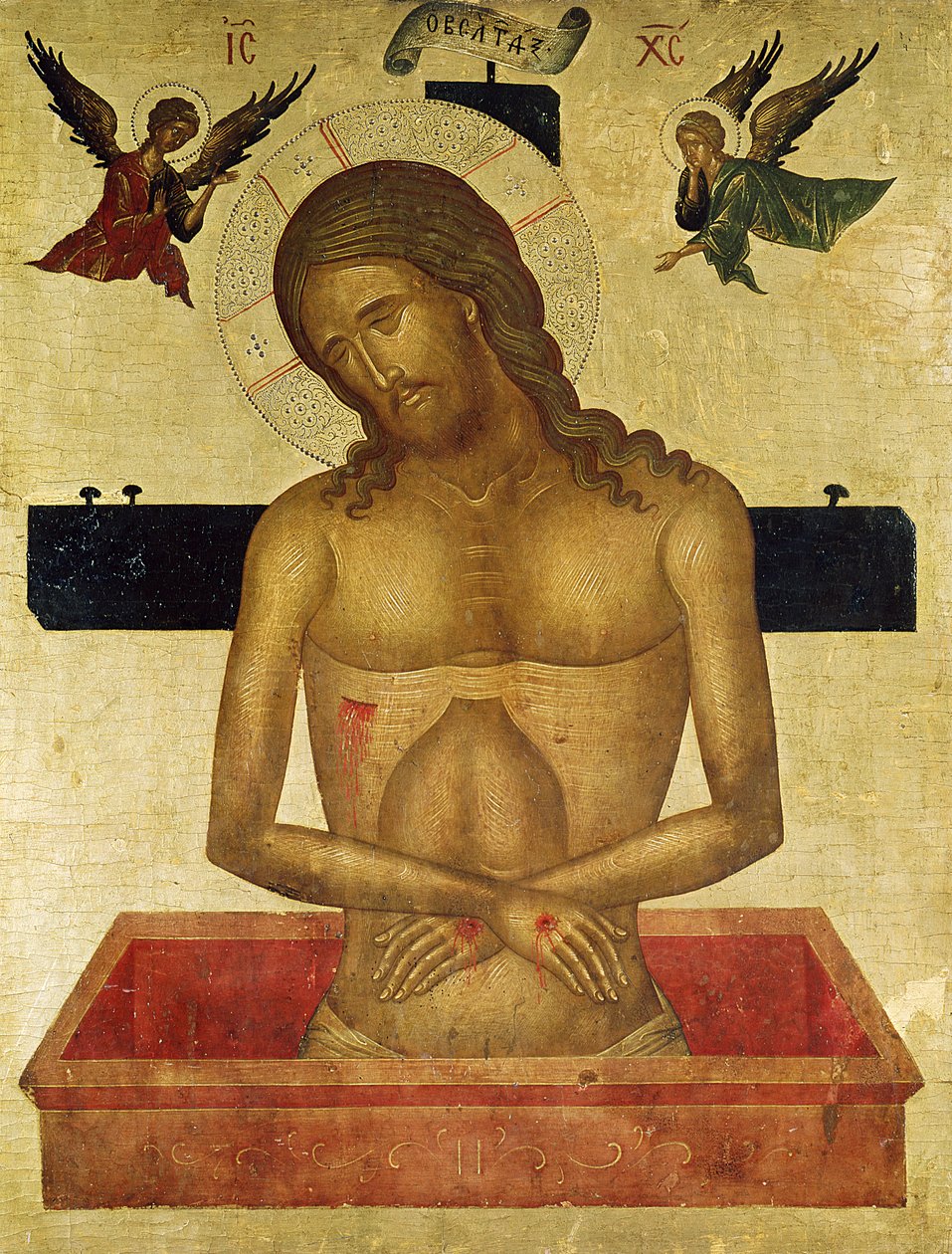 Icon depicting Christ in the tomb by Greek School