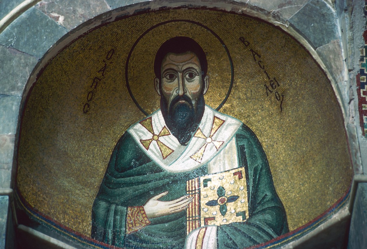 St Basil, Mosaic in the Katholikon by Greek School