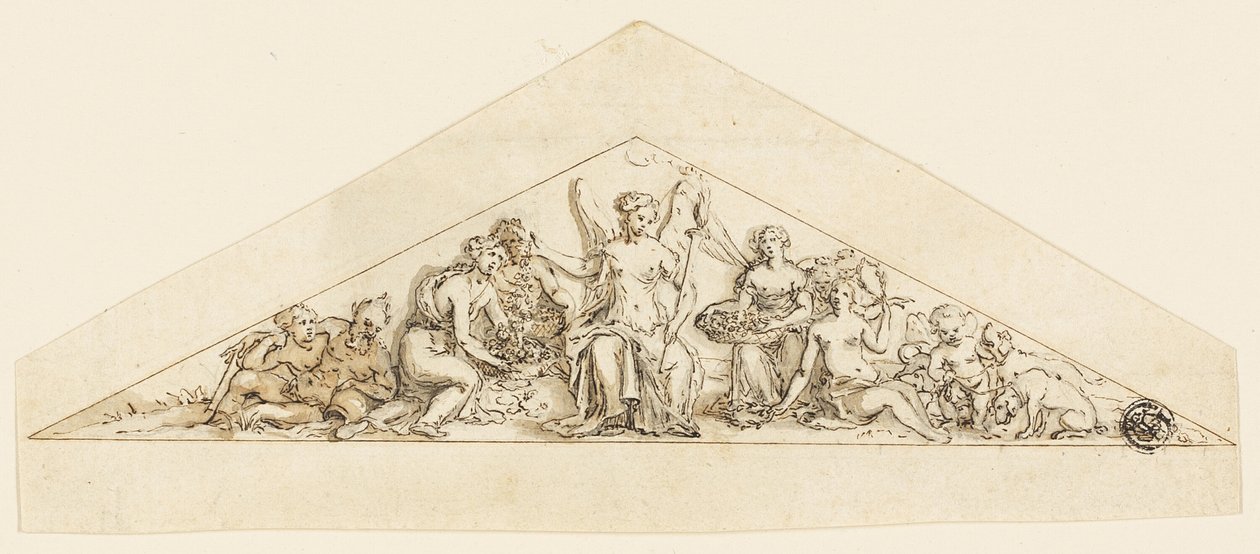 Pedimental Design for a Wren Building by Grinling Gibbons