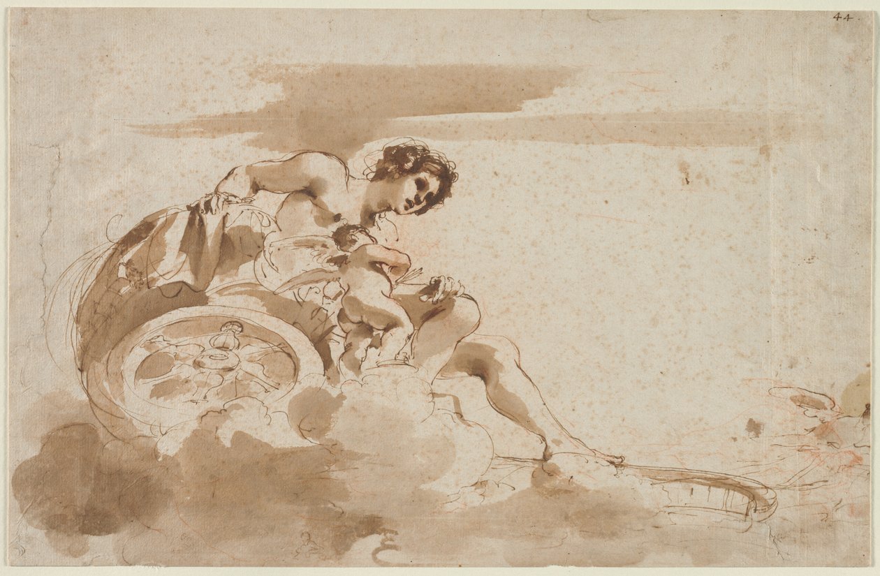 Venus and Cupid in a Chariot, 1615-1617 by Guercino