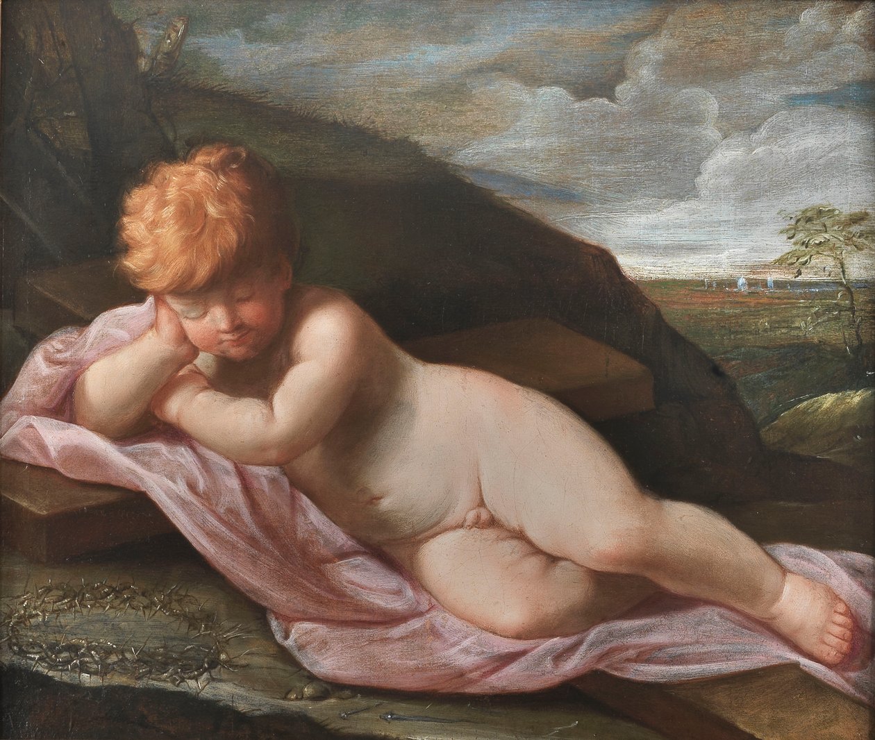 Sleeping Baby Jesus on the Cross by Guido Reni