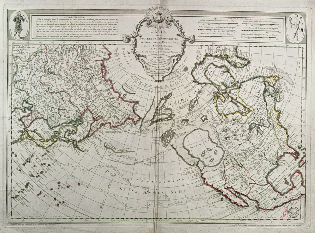 Map of the New Discoveries to the North of the South Seas, 1750 by Guillaume Delisle