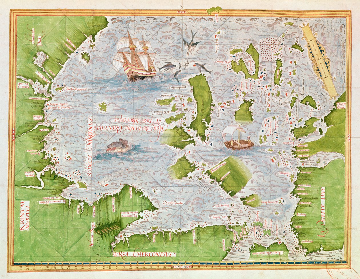 Map of the Sea of Maluku, from the Cosmographie Universelle by Guillaume Le Testu