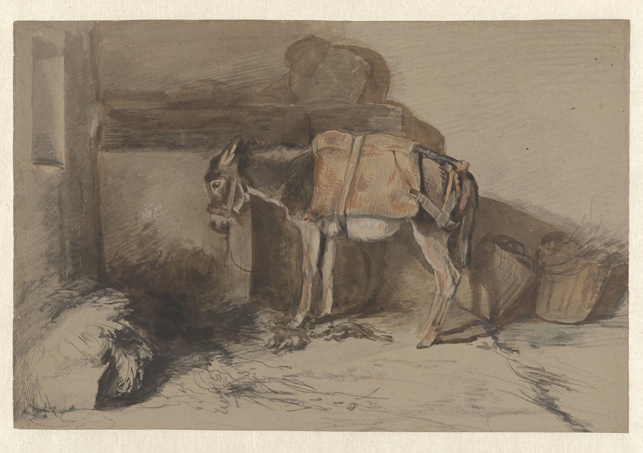Donkey in Stable by Guillaume Anne van der Brugghen