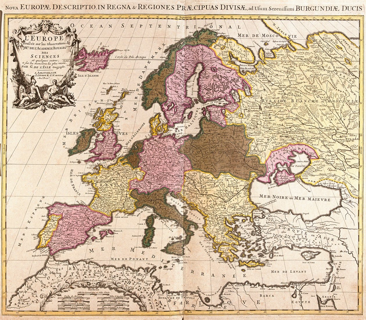 Map of Europe (etching) by Guillaume Delisle