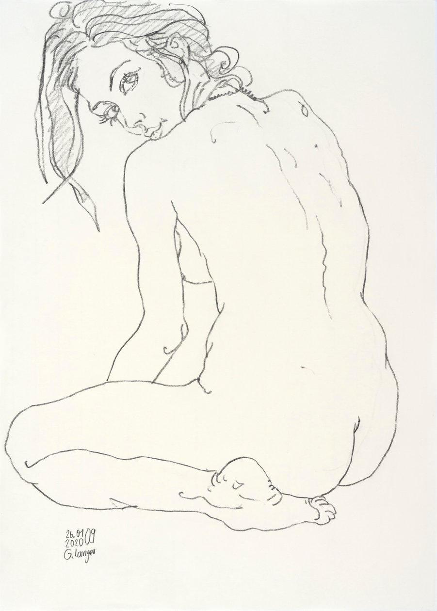 Female Nude, Shy by Gunter Langer