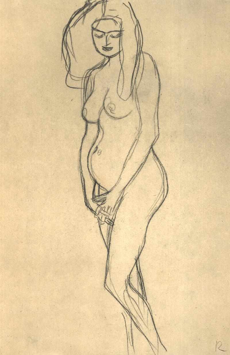 Nude of a Pregnant Woman Facing Left by Gustav Klimt