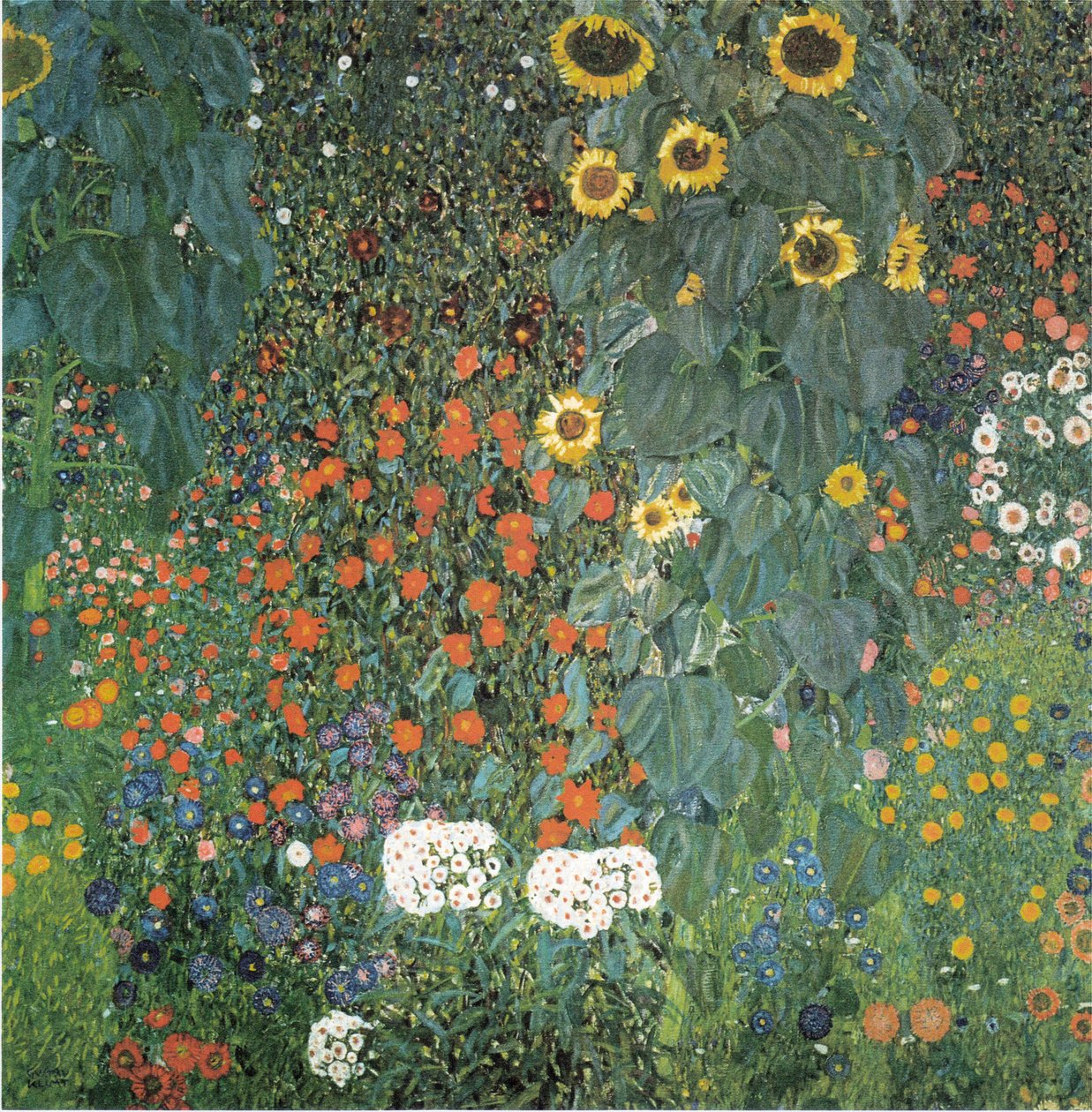 Farm Garden with Sunflowers by Gustav Klimt