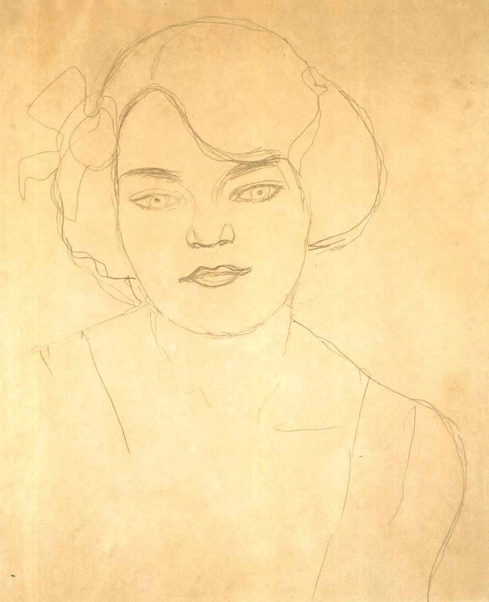 Bust of a Girl Facing Forward by Gustav Klimt