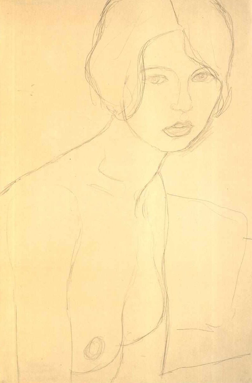 Bust of a Naked Girl Facing Right by Gustav Klimt