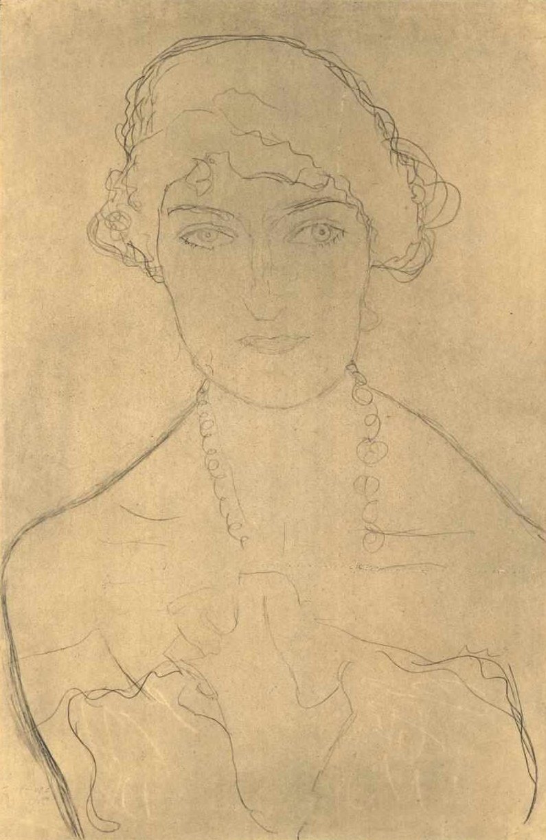 Bust from the Front with Necklace by Gustav Klimt