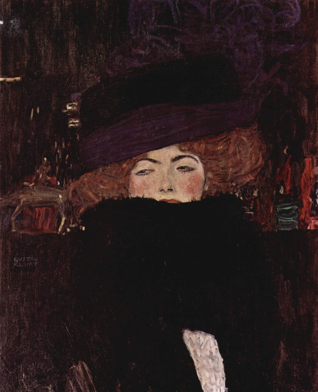 Lady with Hat and Feather Boa by Gustav Klimt