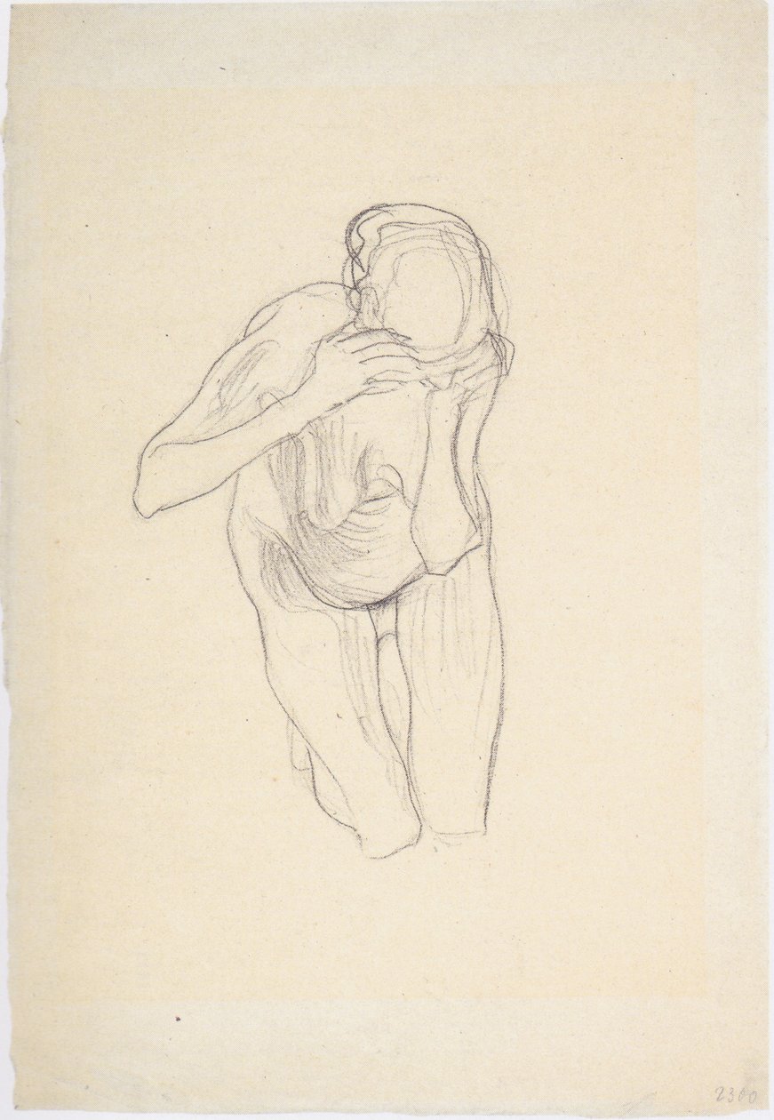 Kneeling Nude of an Old Woman Slightly Facing Right by Gustav Klimt
