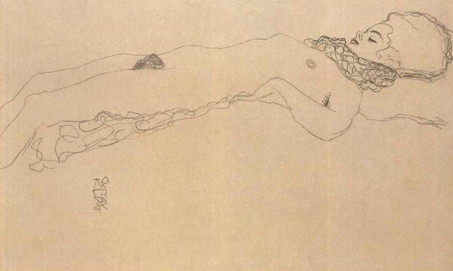 Reclining Nude by Gustav Klimt