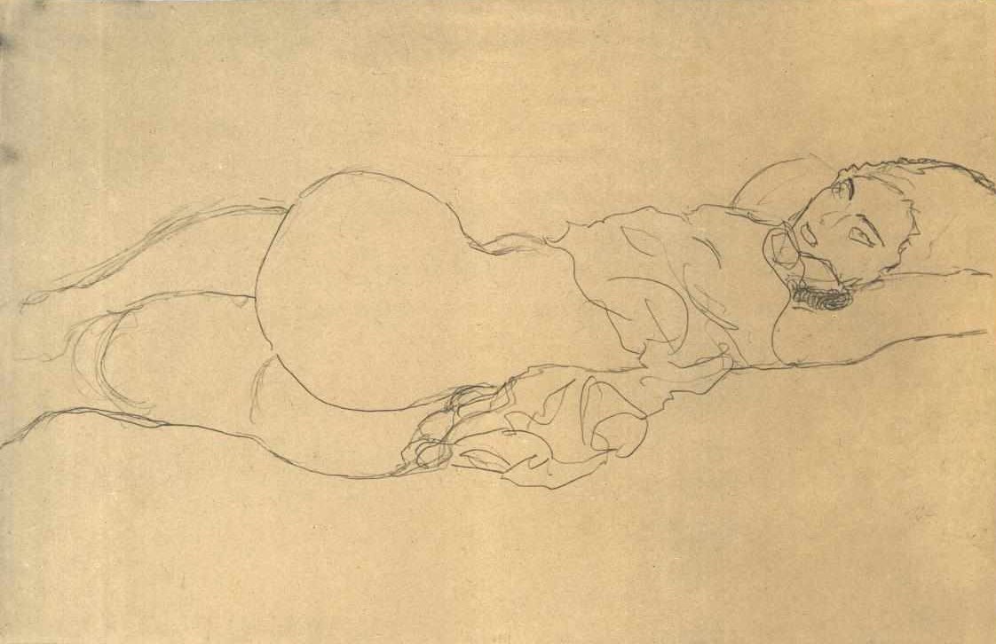 Reclining Half-Nude by Gustav Klimt