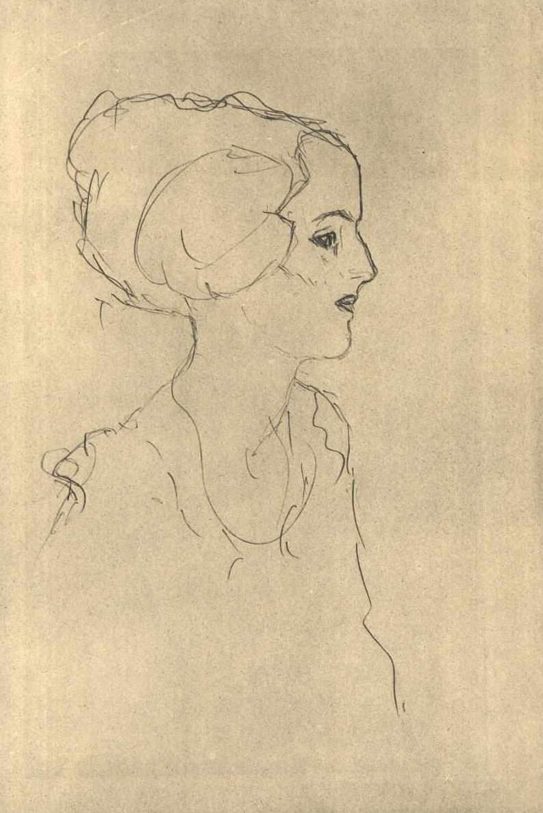 Girl in Profile Facing Right by Gustav Klimt