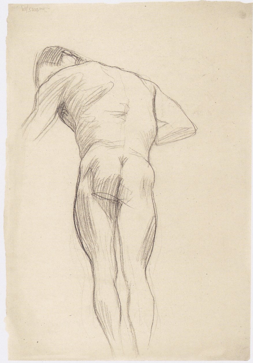 Male Back Nude Facing Left by Gustav Klimt