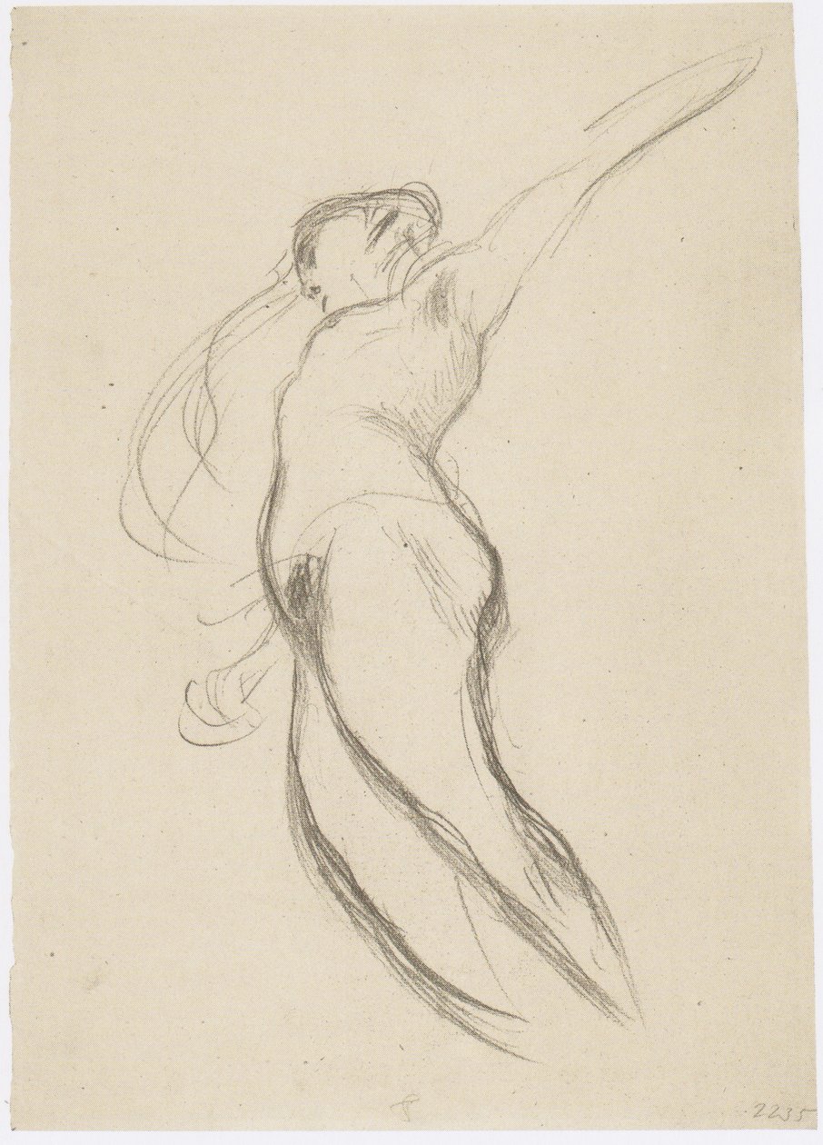 Floating Woman Facing Left with Flowing Hair by Gustav Klimt