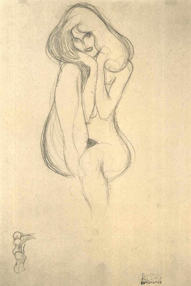 Seated Female Nude from the Front by Gustav Klimt