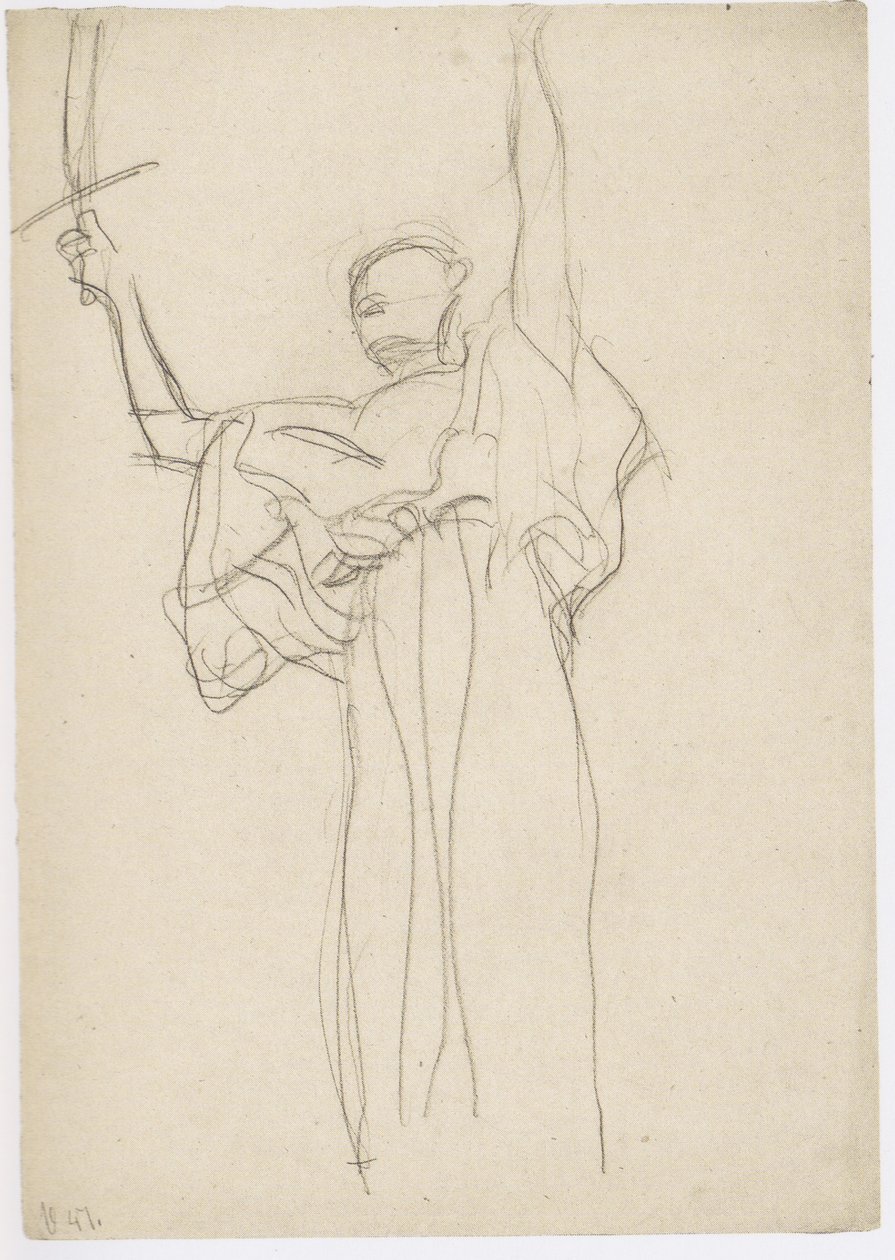 Standing Figure with Sword in Raised Right Hand by Gustav Klimt