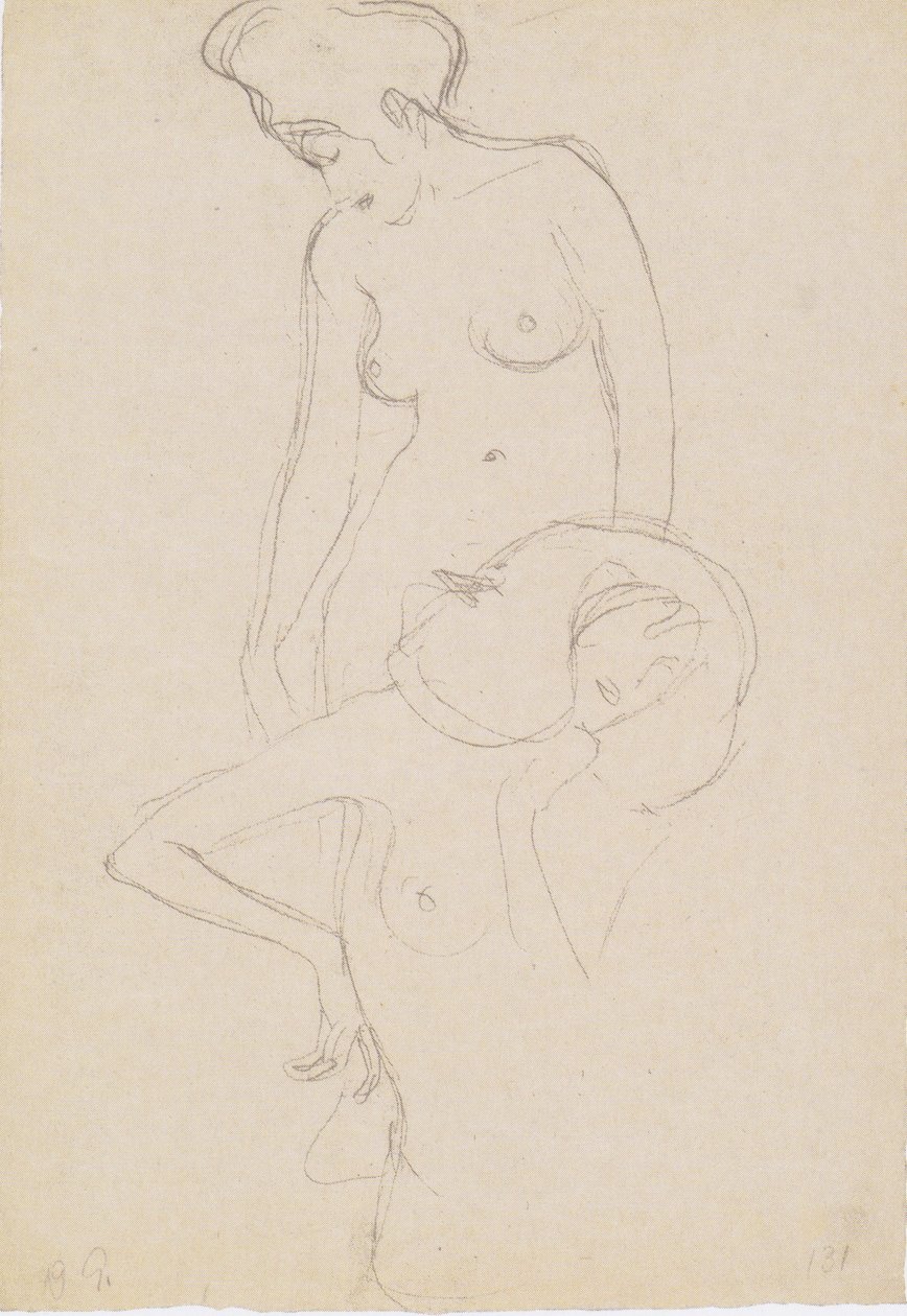 Standing Female Nude to the Left, Female Nude from the Front by Gustav Klimt