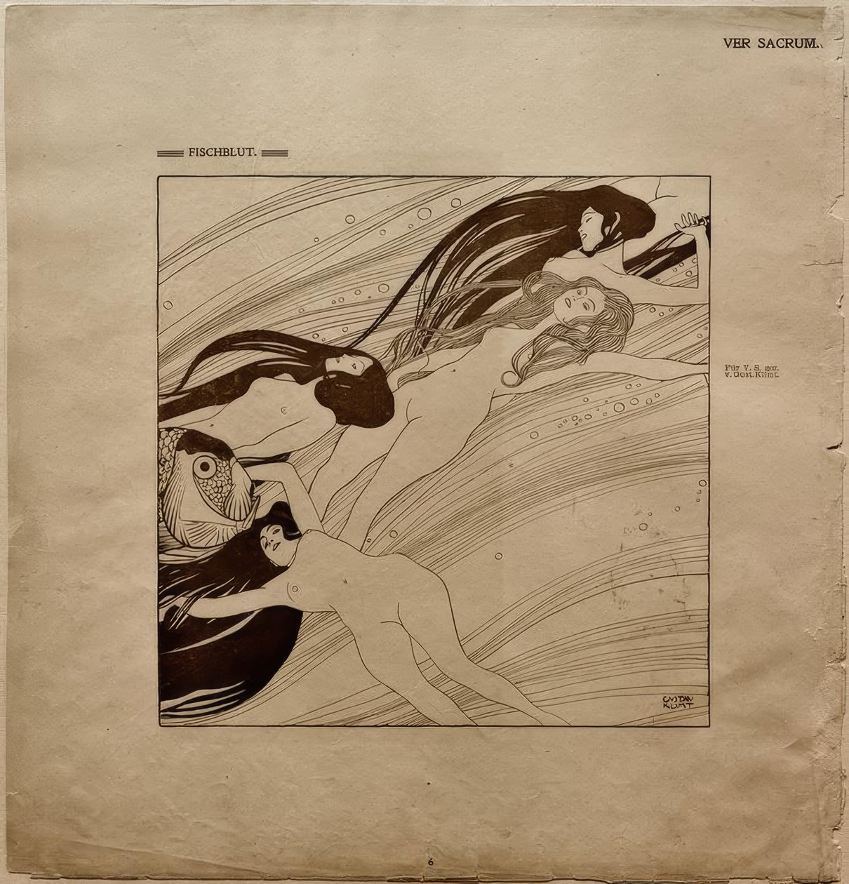 Ver Sacrum 1898, Fish Blood / G. Klimt by Gustav Klimt