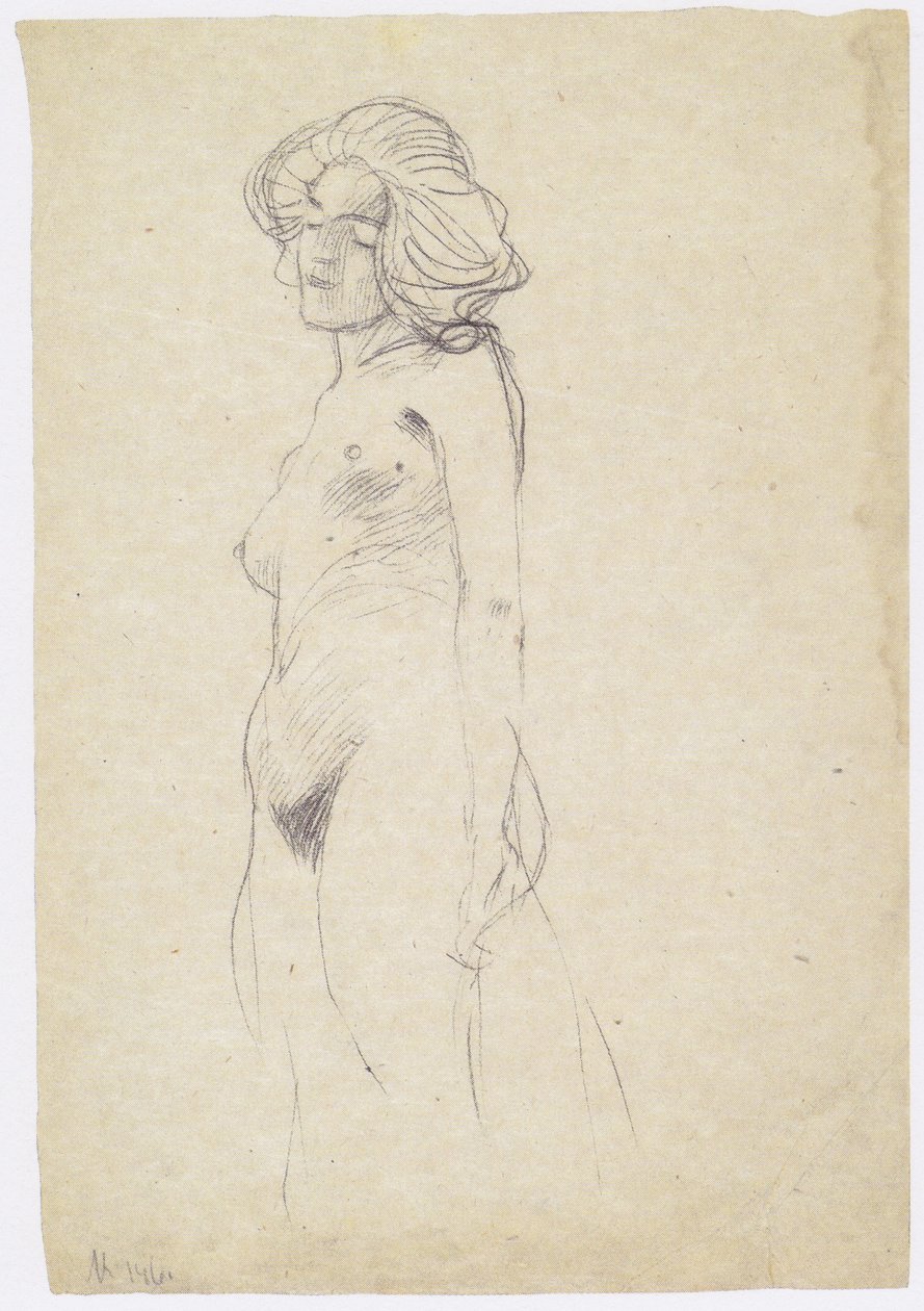 Female Nude to the Left by Gustav Klimt