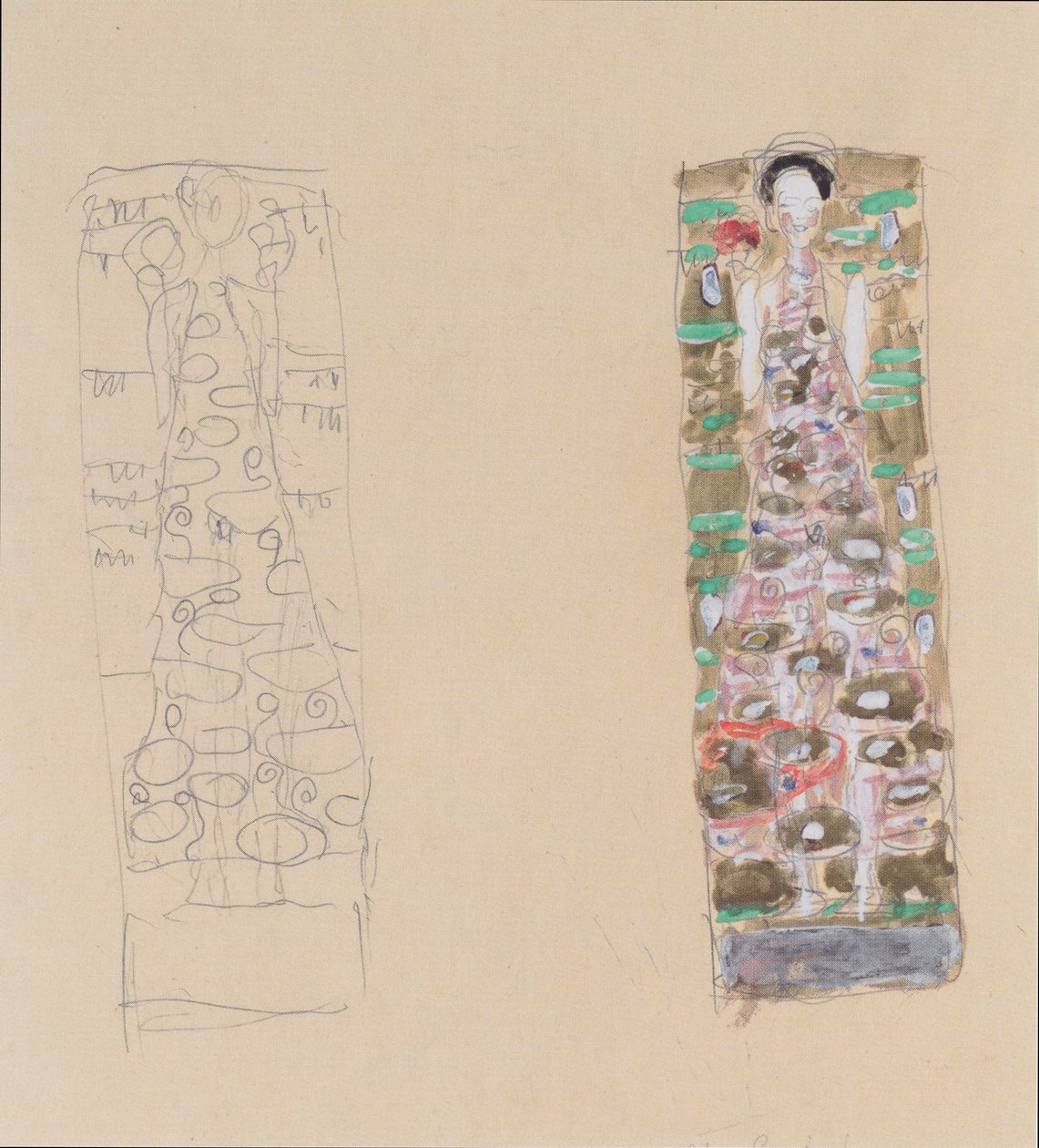 Two Designs for a Decorative Page for Otto Wagner by Gustav Klimt