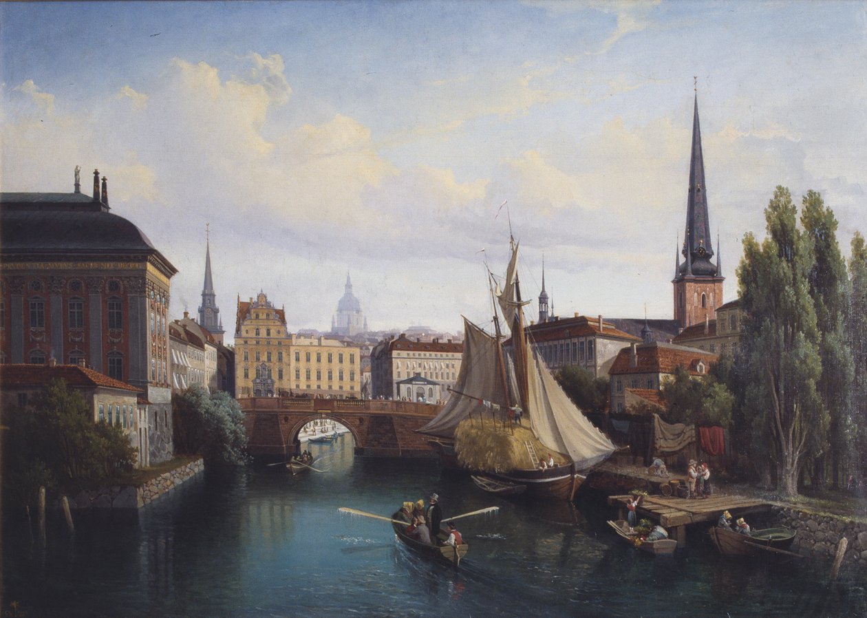 View of the Riddarholmskanalen, Stockholm in 1835 by Gustaf Wilhelm Palm