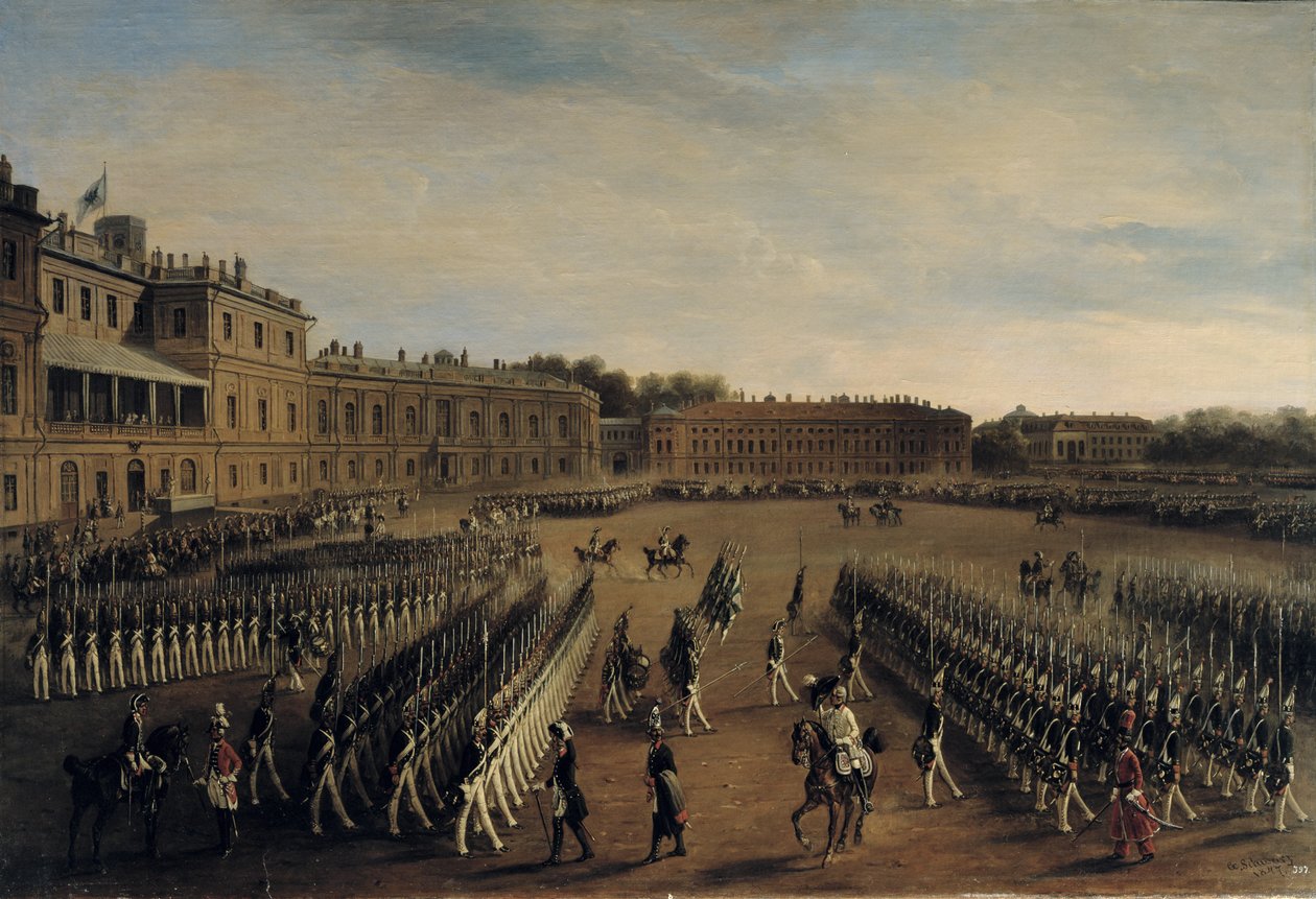 Parade at the time of Emperor Paul I by Gustav Schwarz