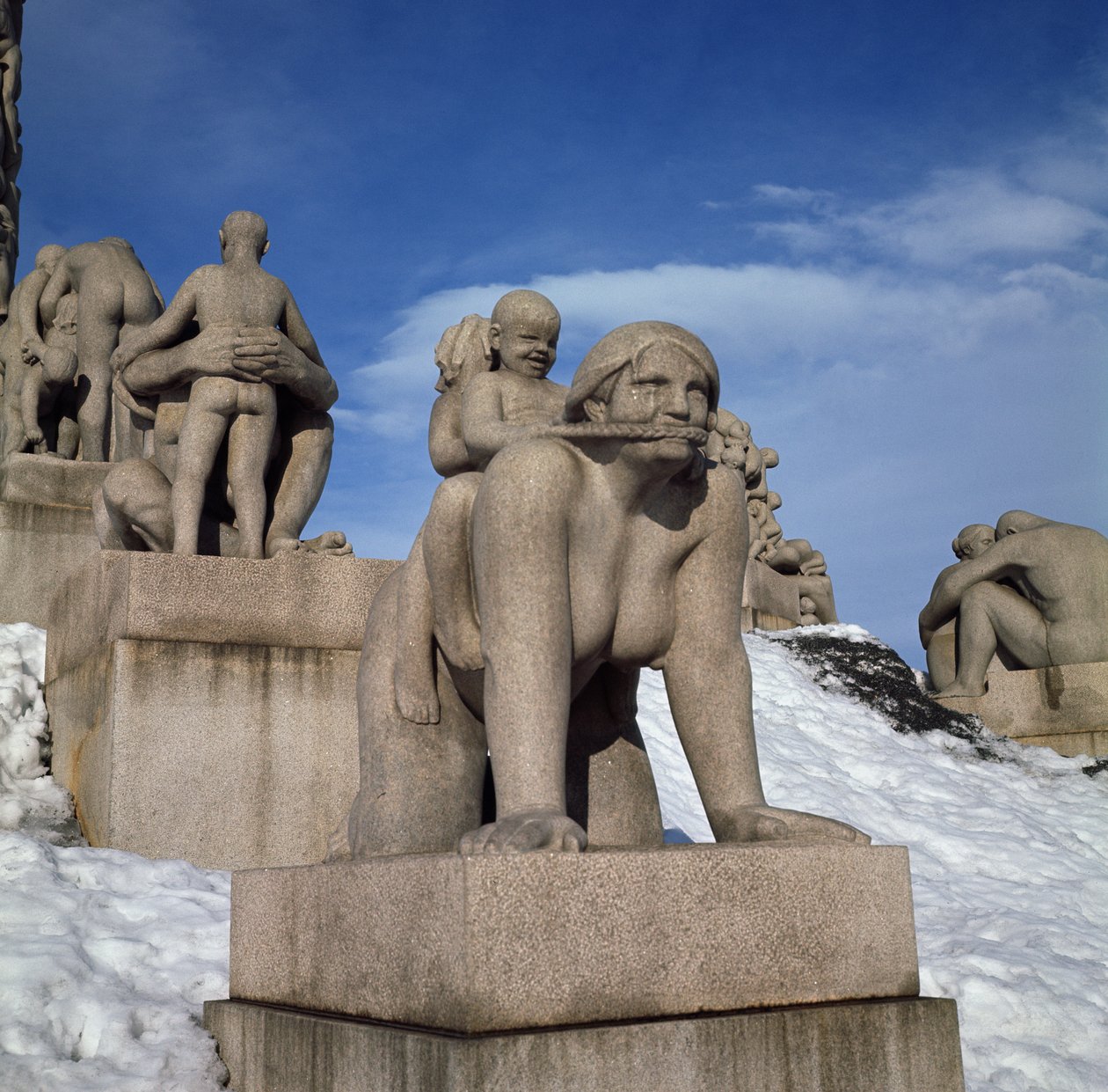 Motherhood, or Woman with Two Children riding on her Back by Gustav Vigeland