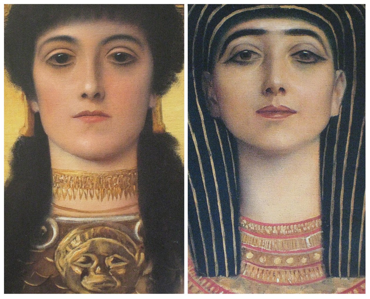 Ancient Greece and Ancient Egypt, Detail of Heads of Athena and Isis by Gustav Klimt