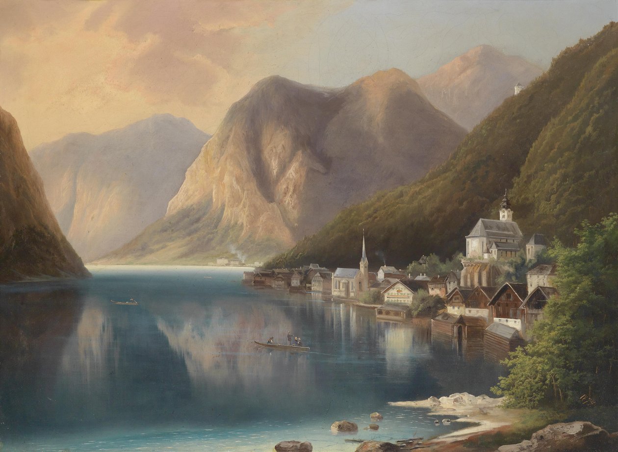 View of Hallstadt by Gustav Barbarini