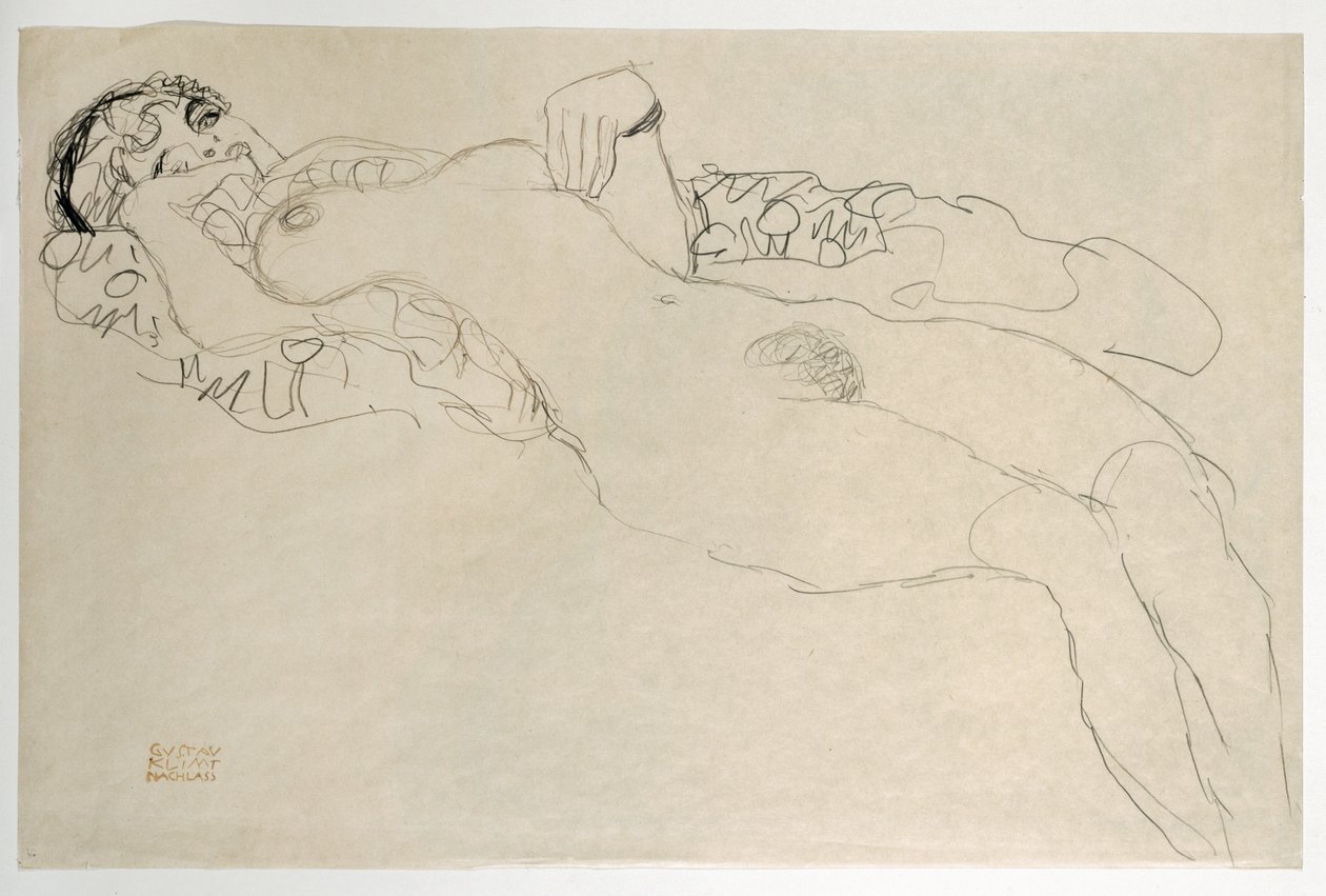 Female Nude Turned Left by Gustav Klimt
